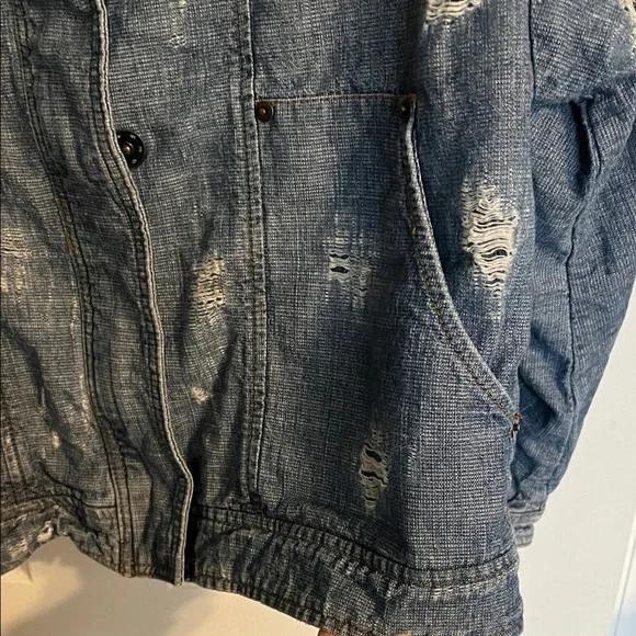 FP Movement by Free People Distressed Blue Jean Jacket - Picture 4 of 5